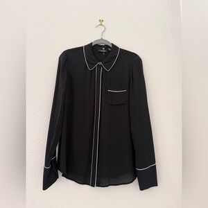 Halogen Black Women’s Shirt with White Trim